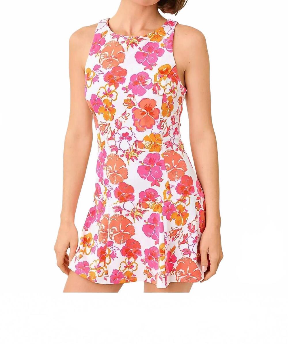 NEW LILLY PULITZER upf 50+ luxletic westley active dress in resort white pansy f